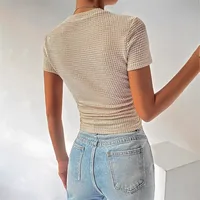 Women's Adults T-shirt Pullovers Short Sleeve T-Shirts European And American Wind Streetwear Solid Color main image 1