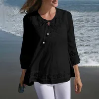 Women's Adults T-shirt Pullovers 3/4 Length Sleeve T-Shirts Temperament Commuter British Style Solid Color main image 2