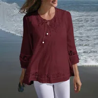 Women's Adults T-shirt Pullovers 3/4 Length Sleeve T-Shirts Temperament Commuter British Style Solid Color main image 4