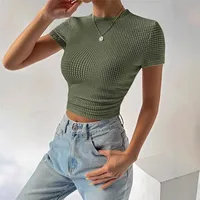 Women's Adults T-shirt Pullovers Short Sleeve T-Shirts European And American Wind Streetwear Solid Color main image 4