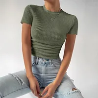 Women's Adults T-shirt Pullovers Short Sleeve T-Shirts European And American Wind Streetwear Solid Color main image 5