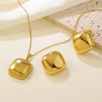 Elegant Streetwear Flower 304 Stainless Steel 18K Gold Plated Imitation Gold  Women's Earrings Necklace Jewelry Set main image 5