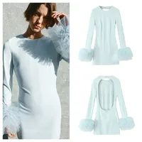 Women's A- Line Skirt Sexy Round Neck Long Sleeve Solid Color Above Knee Holiday Daily Selfie main image 1