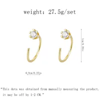 1 Pair Simple Style Solid Color Plating Inlay 304 Stainless Steel Zircon 14K Gold Plated Earrings main image 2