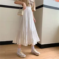 Women's Pleated Skirt Casual Elastic Waist Pleated Solid Color Midi Dress Outdoor Daily main image 2