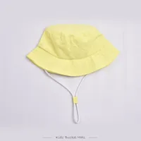 Children Unisex Cute Pastoral Solid Color Drawstring Bucket Hat sku image 6