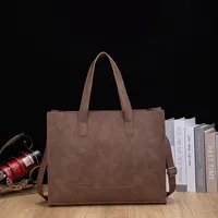 Korean Style Horizontal Fashionable PU Leather TOTE Bag Trendy Crossbody Handbag Men's Shoulder Bag Vintage TOTE Bag main image 2