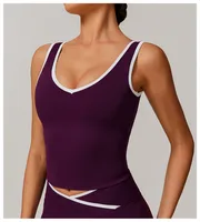 Sport Style Solid Color Nylon Spandex U Neck Active Tops Sports Top main image 1