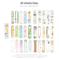Animal Cartoon Cat Class Learning School Paper Cartoon Style Cute Preppy Style Bookmark sku image 1