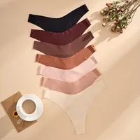 Solid Color Seamless Breathable Quick Dry Low Waist T/thong Panties main image 1