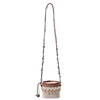 Women's Straw Flower Vacation Beach Beading Weave Straw Bucket String Bucket Bag Straw Bag main image 5