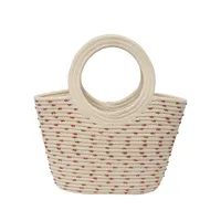 Women's Straw Multicolor Vacation Streetwear Splicing Sewing Thread Square Open Handbag Straw Bag sku image 2