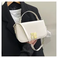 Women's PU Solid Color Elegant Classic Style Square Magnetic Buckle Handbag Crossbody Bag sku image 2