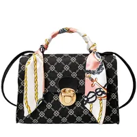 Women's PU Printing Solid Color Classic Style Streetwear Square Lock Clasp Shoulder Bag Handbag Square Bag main image 6