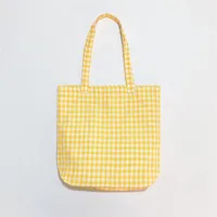 Women's Canvas Lattice Classic Style Square Open Shoulder Bag Shopping Bags sku image 1