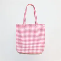 Women's Canvas Lattice Classic Style Square Open Shoulder Bag Shopping Bags sku image 2