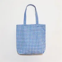 Women's Canvas Lattice Classic Style Square Open Shoulder Bag Shopping Bags sku image 3