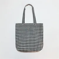 Women's Canvas Lattice Classic Style Square Open Shoulder Bag Shopping Bags sku image 4