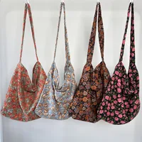 Women's Corduroy Printing Flower Leopard Classic Style Streetwear Square Open Shoulder Bag main image 2