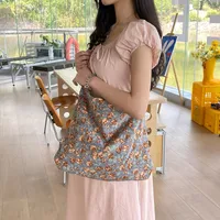 Women's Corduroy Printing Flower Leopard Classic Style Streetwear Square Open Shoulder Bag sku image 8