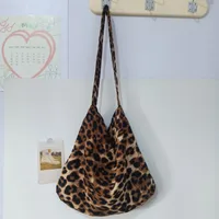 Women's Corduroy Printing Flower Leopard Classic Style Streetwear Square Open Shoulder Bag sku image 5