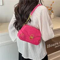 Women's PU Solid Color Classic Style Streetwear Square Lock Clasp Underarm Bag main image 4