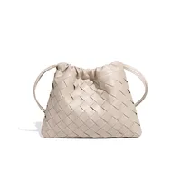 Women's PU Lattice Streetwear Weave Square String Shoulder Bag Crossbody Bag sku image 4
