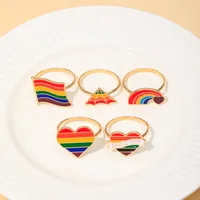 Cute Rainbow Red Heart Alloy Napkin Ring 1 Piece main image 3