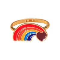 Cute Rainbow Red Heart Alloy Napkin Ring 1 Piece sku image 1