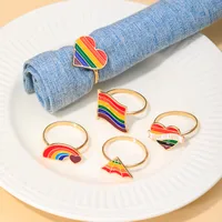 Cute Rainbow Red Heart Alloy Napkin Ring 1 Piece main image 1