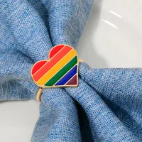 Cute Rainbow Red Heart Alloy Napkin Ring 1 Piece main image 6