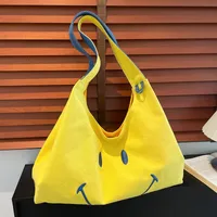 Women's Cloth Smiley Face Cute Embroidery Shopping Bag Type Magnetic Buckle Shoulder Bag Tote Bag main image 2