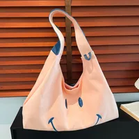 Women's Cloth Smiley Face Cute Embroidery Shopping Bag Type Magnetic Buckle Shoulder Bag Tote Bag main image 4