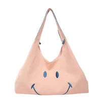 Women's Cloth Smiley Face Cute Embroidery Shopping Bag Type Magnetic Buckle Shoulder Bag Tote Bag main image 5