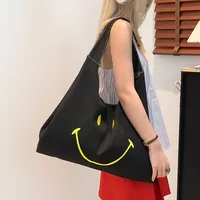 Women's Cloth Smiley Face Cute Embroidery Shopping Bag Type Magnetic Buckle Shoulder Bag Tote Bag main image 6