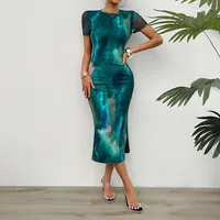Women's Sheath Dress Hip Skirt Casual Round Neck Short Sleeve Printing Midi Dress Daily main image 1