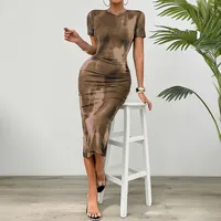 Women's Sheath Dress Hip Skirt Casual Round Neck Short Sleeve Printing Midi Dress Daily main image 4