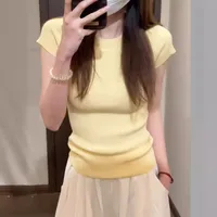 Women's Adults T-shirt Short Sleeve T-Shirts Temperament Commuter Commute Style Solid Color main image 1