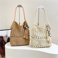 Women's Knit Geometric Vacation Square Open Straw Bag main image 1