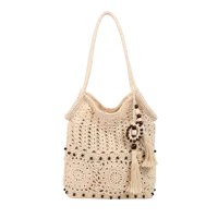 Women's Knit Geometric Vacation Square Open Straw Bag sku image 1