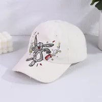 Women's Casual Retro Rabbit Embroidery Curved Eaves Baseball Cap main image 3