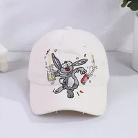Women's Casual Retro Rabbit Embroidery Curved Eaves Baseball Cap main image 4