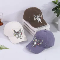 Women's Casual Retro Rabbit Embroidery Curved Eaves Baseball Cap main image 2