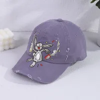 Women's Casual Retro Rabbit Embroidery Curved Eaves Baseball Cap main image 5