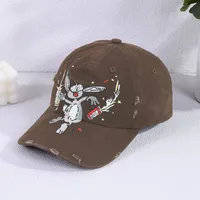 Women's Casual Retro Rabbit Embroidery Curved Eaves Baseball Cap main image 6