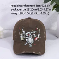 Women's Casual Retro Rabbit Embroidery Curved Eaves Baseball Cap main image 7