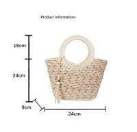 Women's Straw Multicolor Vacation Streetwear Splicing Sewing Thread Square Open Handbag Straw Bag main image 2