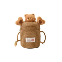 Kid'S Straw Cartoon Cute Vacation Weave Cylindrical Zipper Straw Bag main image 5