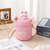 Kid'S Straw Cartoon Cute Vacation Weave Cylindrical Zipper Straw Bag sku image 11