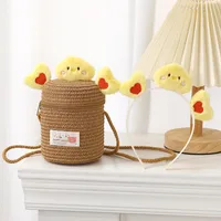 Kid'S Straw Cartoon Cute Vacation Weave Cylindrical Zipper Straw Bag sku image 13